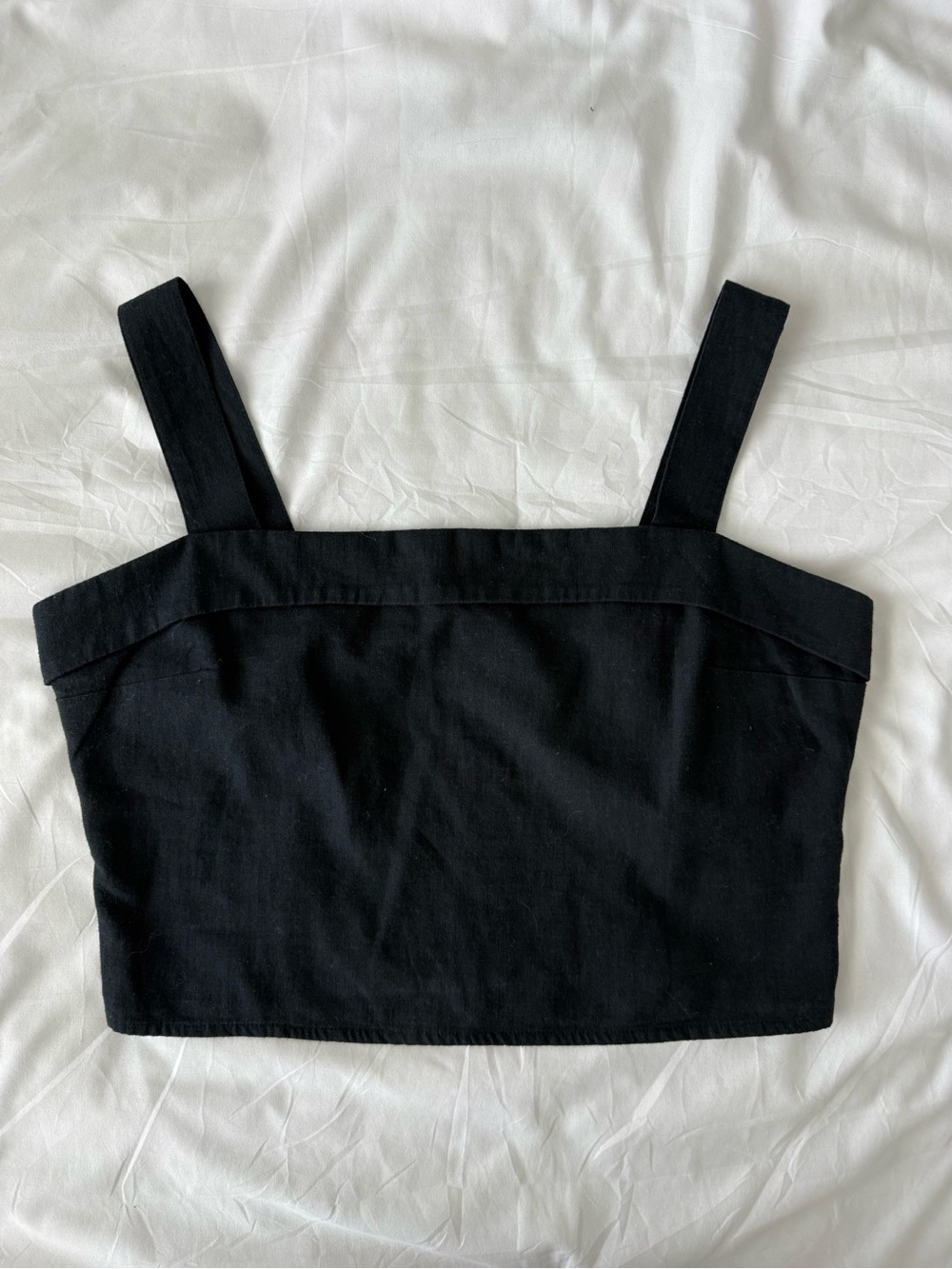 Abercrombie Linen Blend Square Neck Crop Tank Black Size Large Cotton Summer